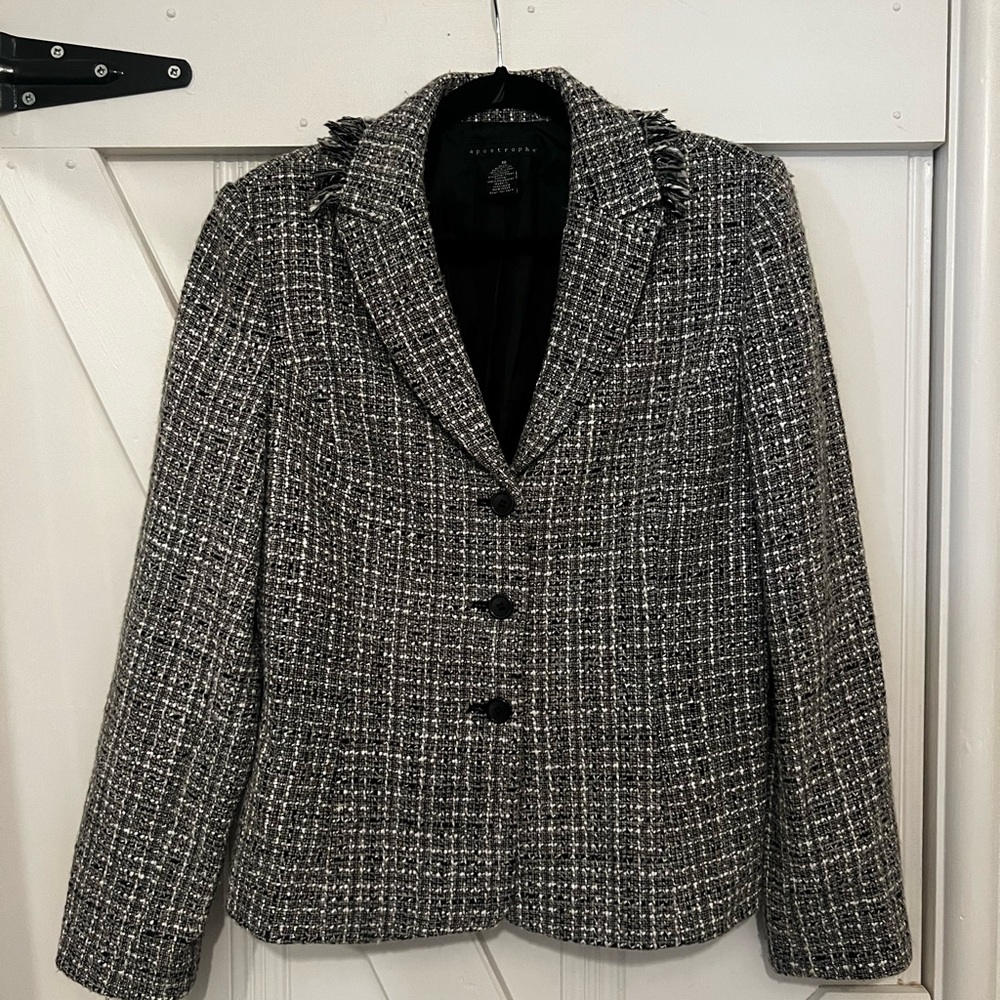 Apostrophe Black and White Tweed Blazer